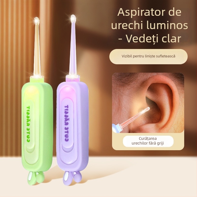 Lingură luminoasă pentru urechi, pentru copii, cu cutie de depozitare, lampă portabilă