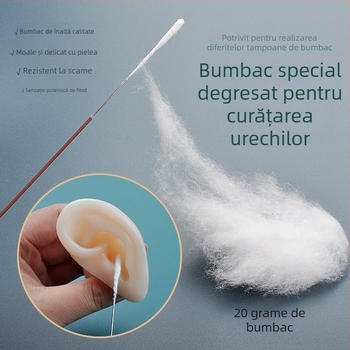 Bețișoare de urechi din bumbac, pentru igienă urechilor, cu alcool dezinfectant, pachet de 20 g