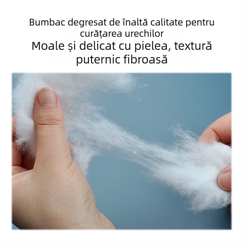 Bețișoare de urechi din bumbac, pentru igienă urechilor, cu alcool dezinfectant, pachet de 20 g