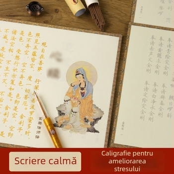 Caiet de caligrafie cu stilou dur pentru meditație Zen, 108 exerciții de trasare și ilustrații colorate