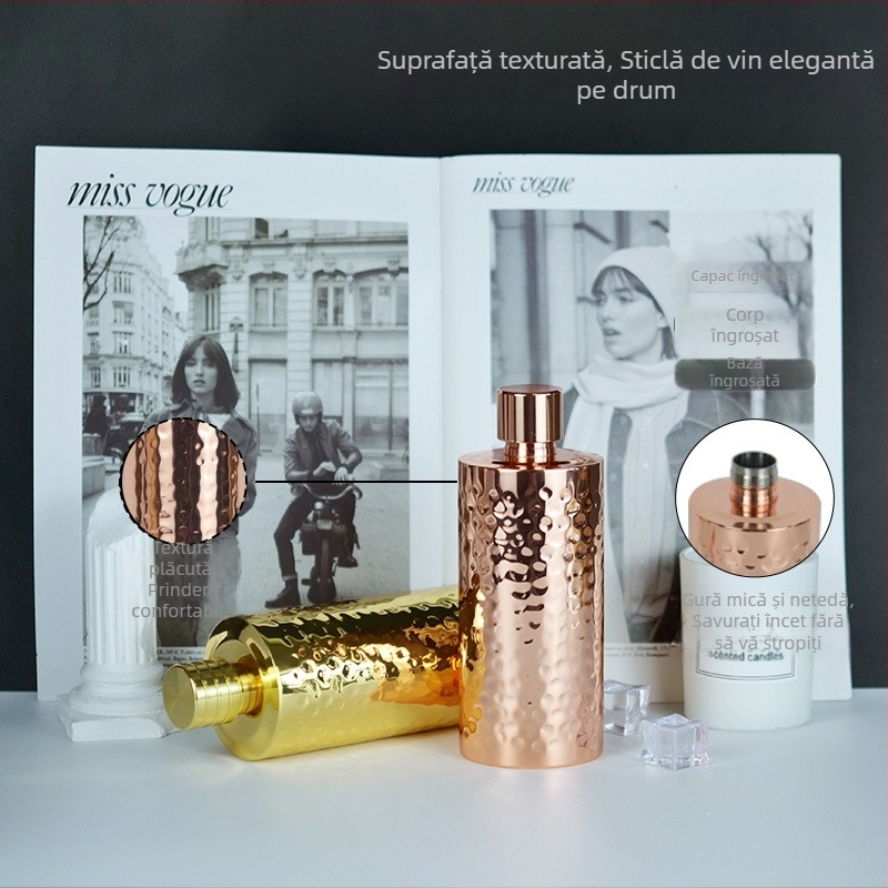 Nou flacon din oțel inoxidabil 304, cilindru gros, portabil pentru exterior, 500 ml