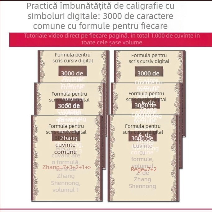 Metoda simbolurilor digitale: Caiet de copiere Zhang Shennong pentru scriere semi-cursivă, cu 3000 de caractere comune și descompuneri ale fiecărui caracter