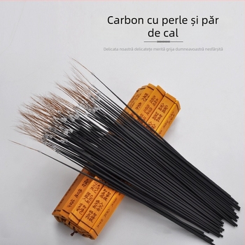 Instrument profesional pentru curățarea urechilor, mâner din carbon, priză antiderapantă, lingură pentru urechi, bețișor din pene de gâscă și păr de cal