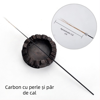 Instrument profesional pentru curățarea urechilor, mâner din carbon, priză antiderapantă, lingură pentru urechi, bețișor din pene de gâscă și păr de cal