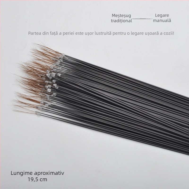 Instrument profesional pentru curățarea urechilor, mâner din carbon, priză antiderapantă, lingură pentru urechi, bețișor din pene de gâscă și păr de cal