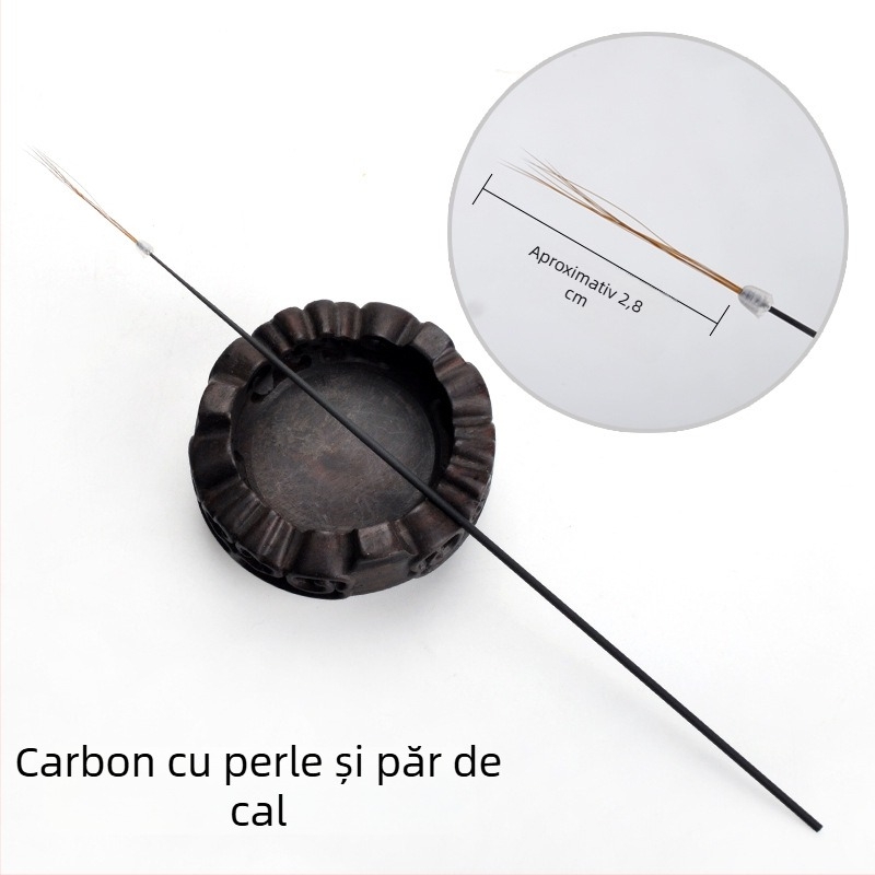 Instrument profesional pentru curățarea urechilor, mâner din carbon, priză antiderapantă, lingură pentru urechi, bețișor din pene de gâscă și păr de cal