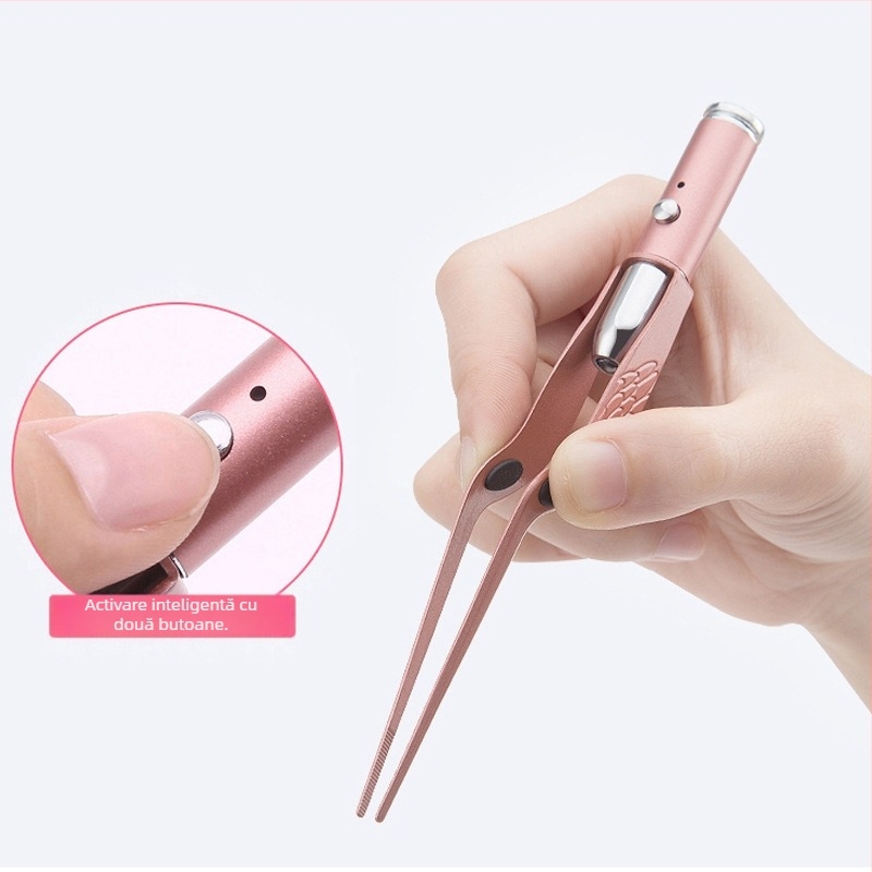 Set USB reîncărcabil pentru curățarea urechilor cu lingură de urechi iluminată și clește pentru cerumen, instrument vizual de igienă a urechilor