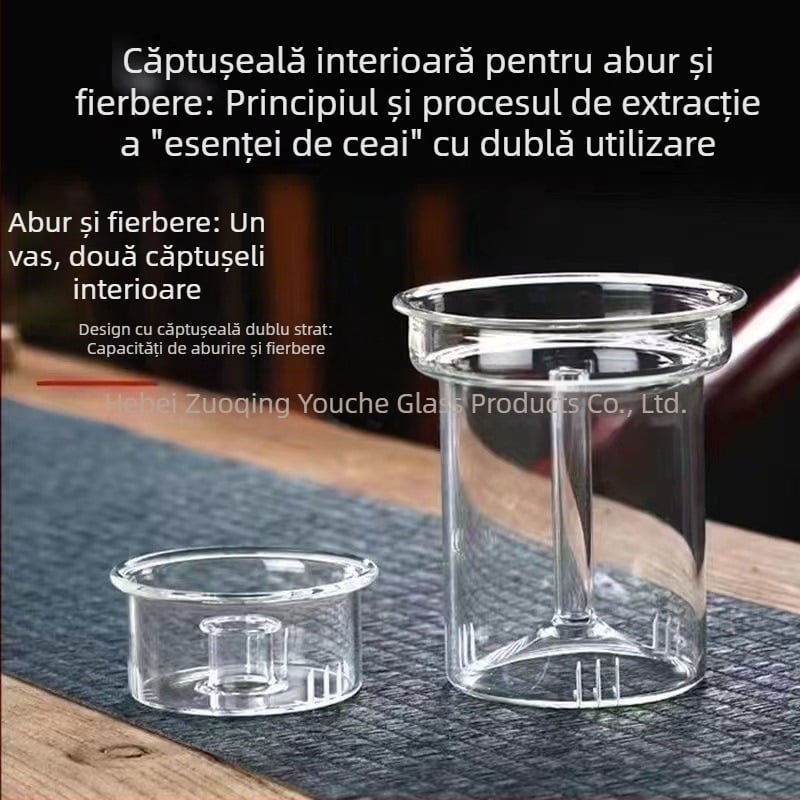 Ceainic cu mâner ridicător, a patra generație — vas interior integrat pentru aburire și fierbere, vase interne pentru aburire și fierberea ceaiului, accesorii pentru filtre de ceai pentru uz casnic