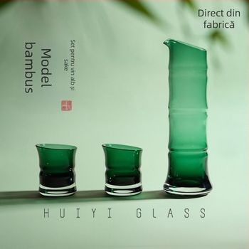 Set de saké și ceai în stil chinezesc, cu motiv de bambus, din sticlă cristal, veselă elegantă pentru acasă