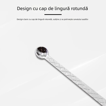Lingură pentru urechi din oțel inoxidabil, design clasic, în borcan
