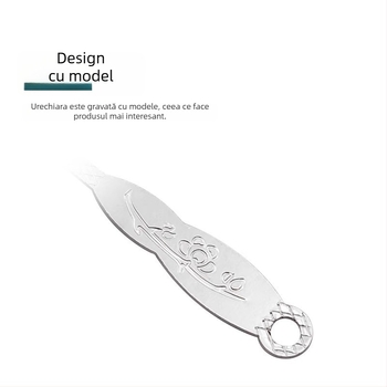Lingură pentru urechi din oțel inoxidabil, design clasic, în borcan