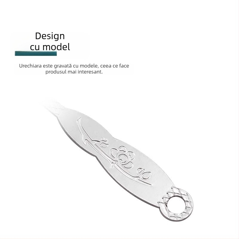 Lingură pentru urechi din oțel inoxidabil, design clasic, în borcan