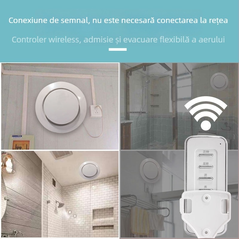 Ventilator de evacuare pentru baie, silențios, cu flux dublu, tip perete/fereastră, uz casnic, bucătărie, telecomandă