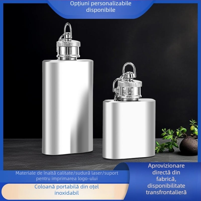 Dashun flască din oțel inoxidabil pentru camping, cu breloc, 1-2 oz