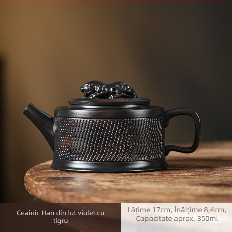 Ceainic ceramic de înaltă calitate, lucrat manual, în stil Han, cu motiv tigru, capacitate mare