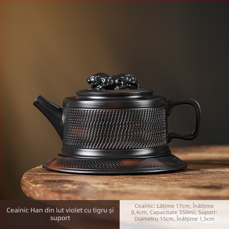 Ceainic ceramic de înaltă calitate, lucrat manual, în stil Han, cu motiv tigru, capacitate mare