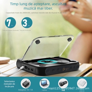 CD player nou 2025, portabil, difuzor mini în stil Walkman pentru studenți