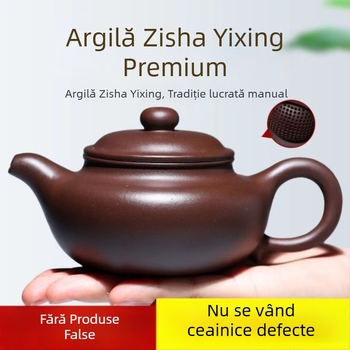 Ceainic autentic din argilă mov pură, stil antic, pentru prepararea ceaiului