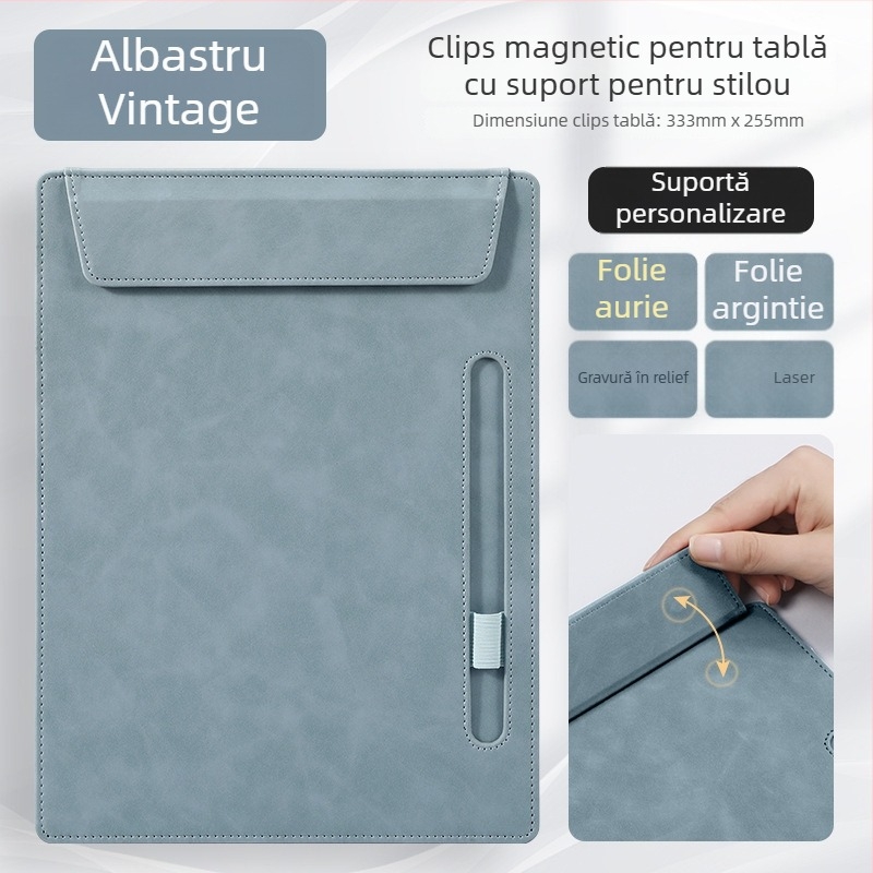 Mapă din piele A4 cu logo personalizat pentru conferințe, bloc de notițe și suport pentru pahar