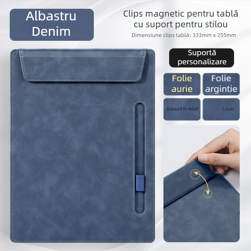 Mapă din piele A4 cu logo personalizat pentru conferințe, bloc de notițe și suport pentru pahar