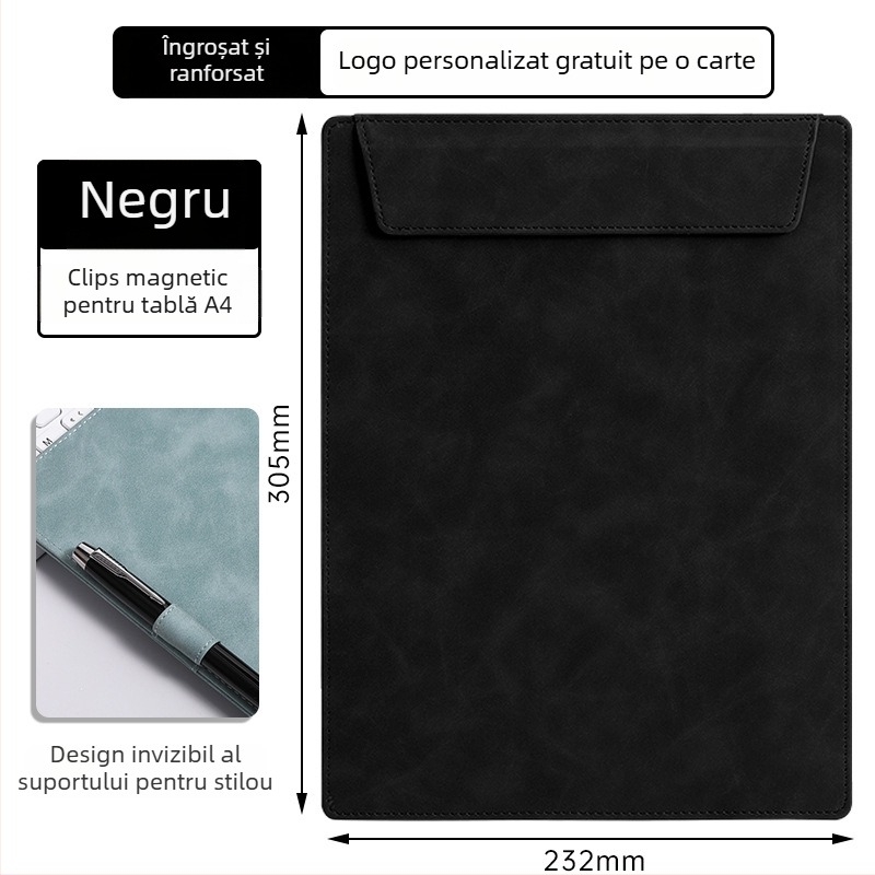 Mapă din piele A4 cu logo personalizat pentru conferințe, bloc de notițe și suport pentru pahar