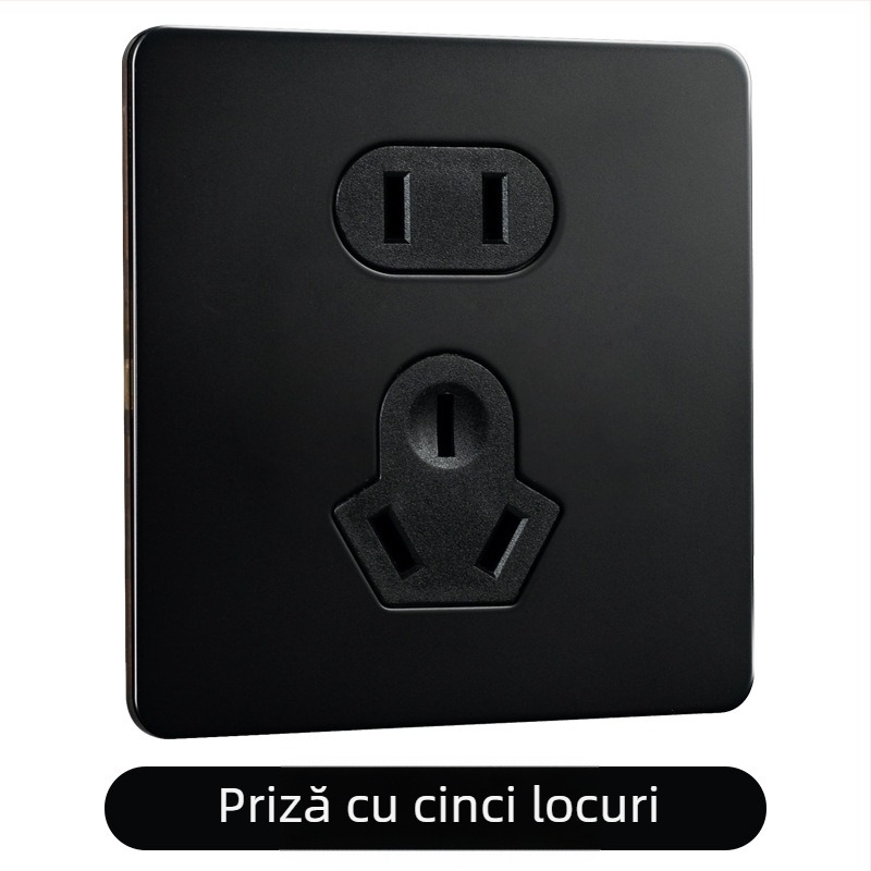 Panou întrerupător din alamă cu levier, stil retro-industrial, soclu metalic negru, 86x86 mm