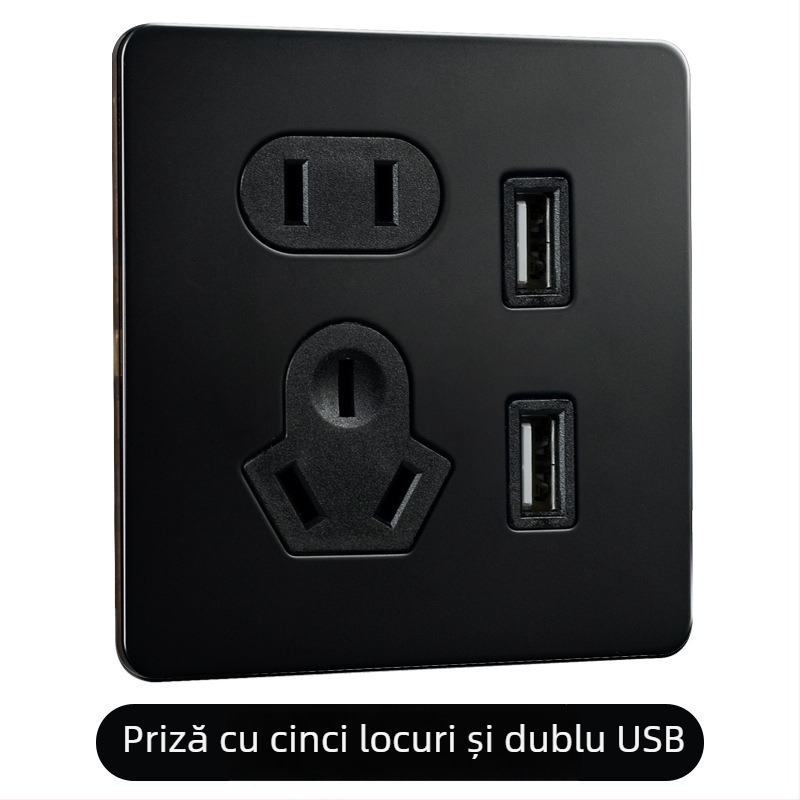 Panou întrerupător din alamă cu levier, stil retro-industrial, soclu metalic negru, 86x86 mm