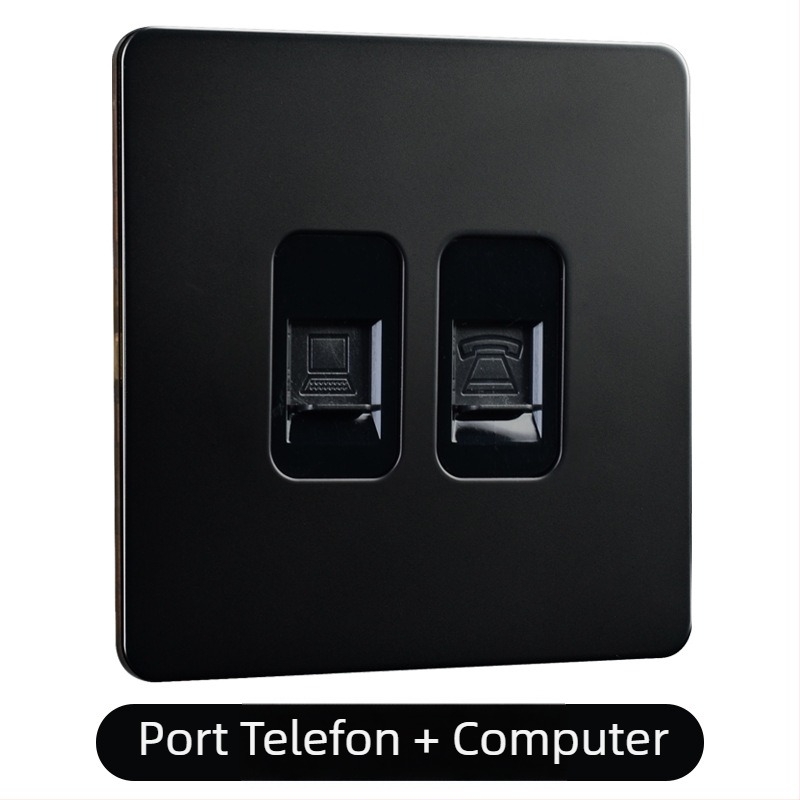 Panou întrerupător din alamă cu levier, stil retro-industrial, soclu metalic negru, 86x86 mm