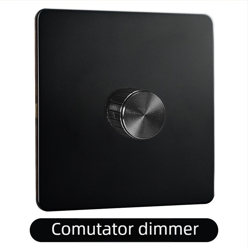 Panou întrerupător din alamă cu levier, stil retro-industrial, soclu metalic negru, 86x86 mm