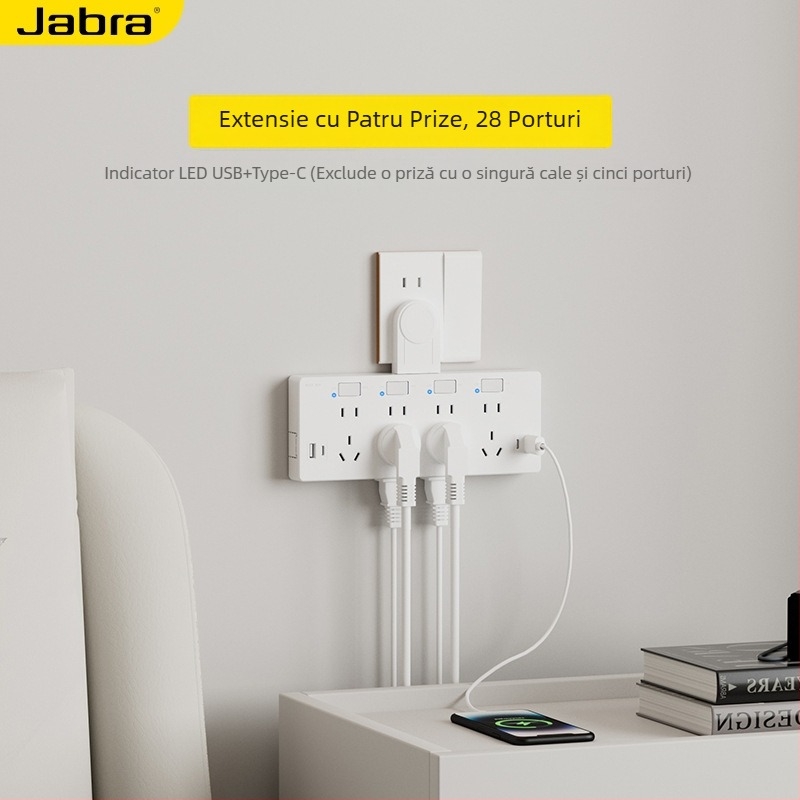 Convertor priză de perete USB cu mai multe prize, prelungitor multifuncțional