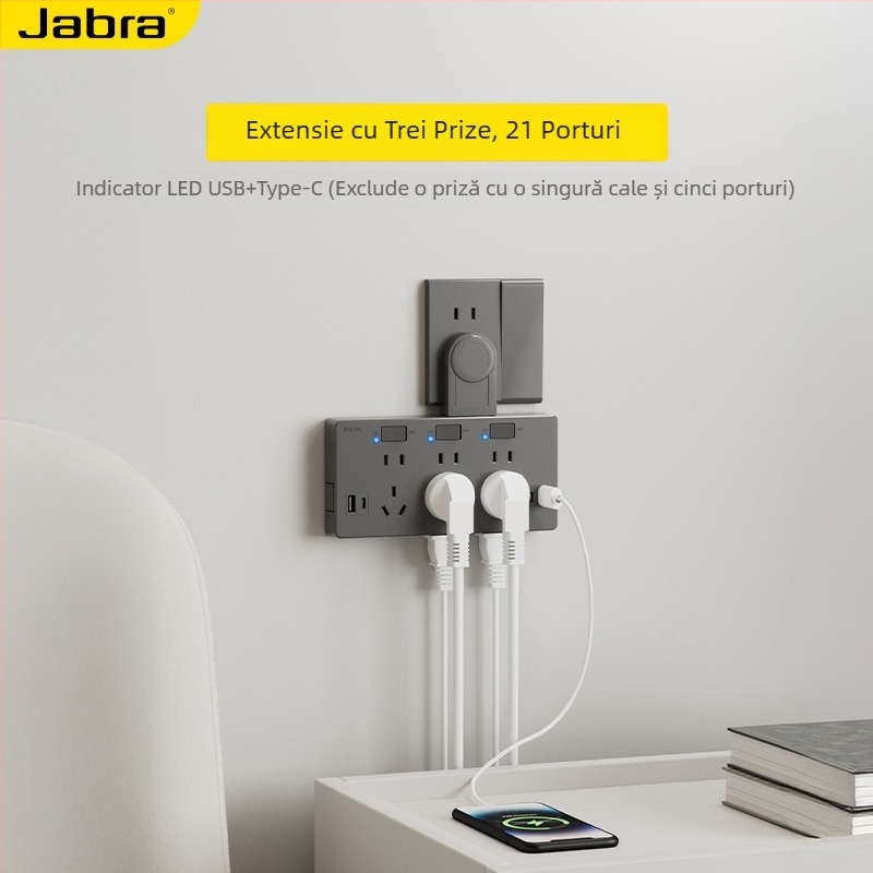 Convertor priză de perete USB cu mai multe prize, prelungitor multifuncțional