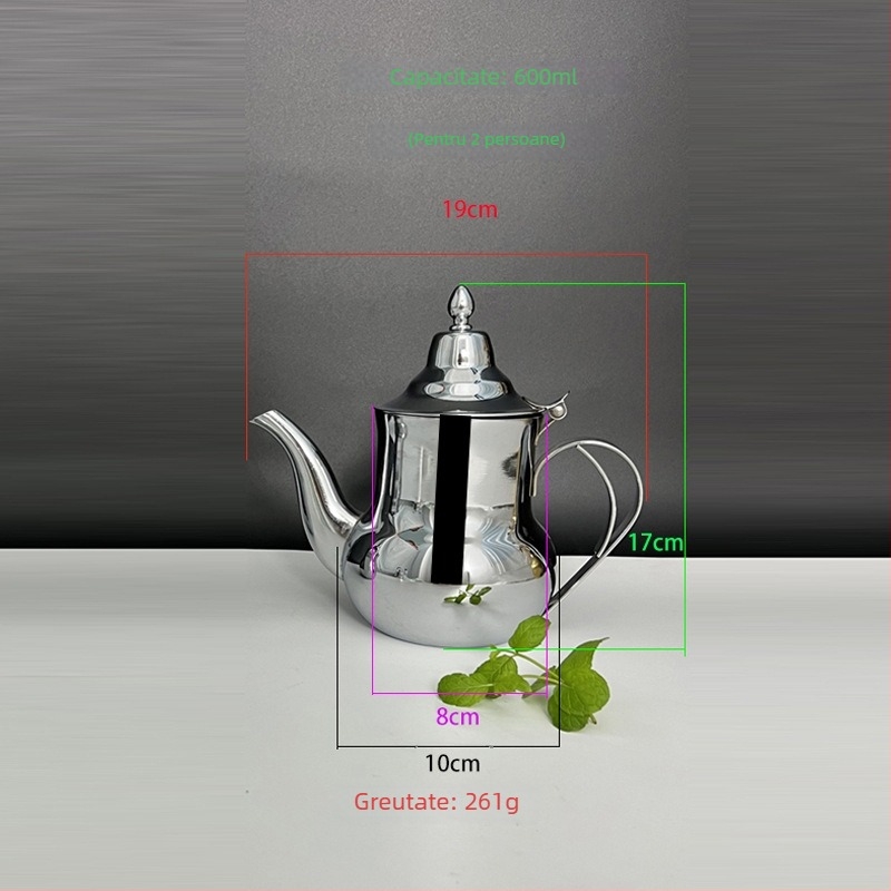 Ceainic din oțel inoxidabil pentru turnare, stil marocan clasic, grosime, 400 ml/600 ml, design boem retro, ceainic de camping
