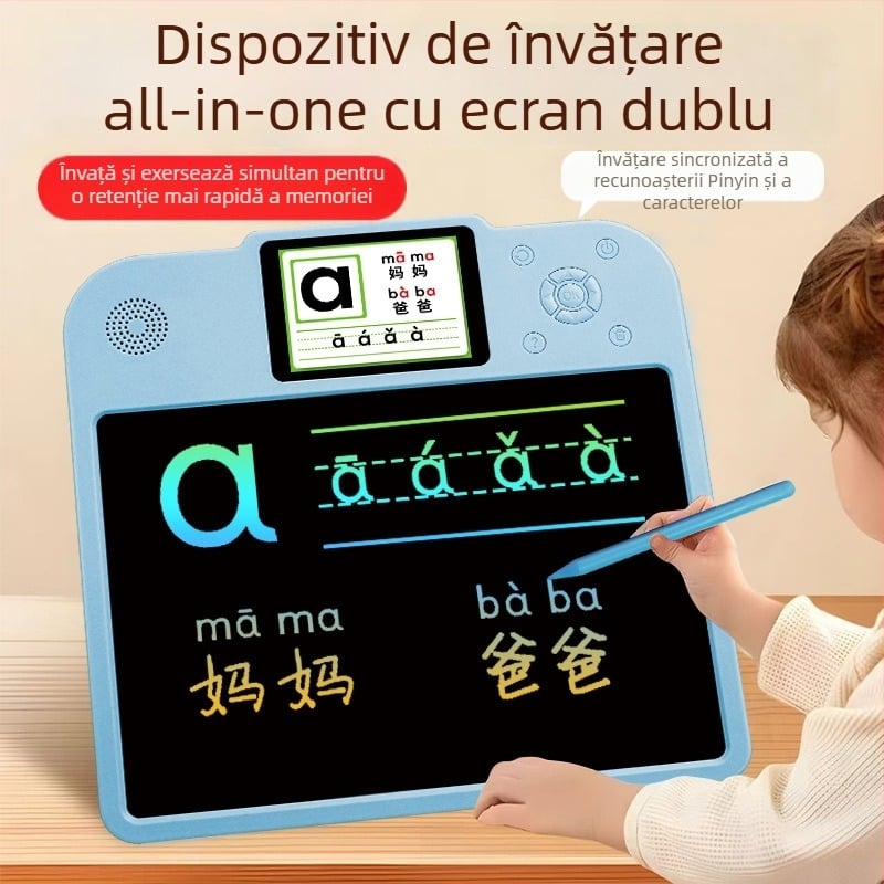 Dispozitiv de învățare multifuncțional pentru copii: tablă de scriere și desen, alfabetul pinyin, engleză de bază, desen și exerciții de matematică