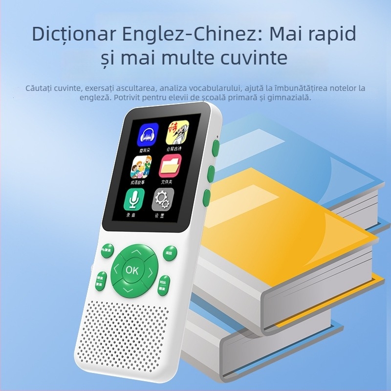 Dispozitiv portabil pentru învățarea limbii engleze, sincronizat cu manualul, pentru elevi de la ciclul primar până la liceu