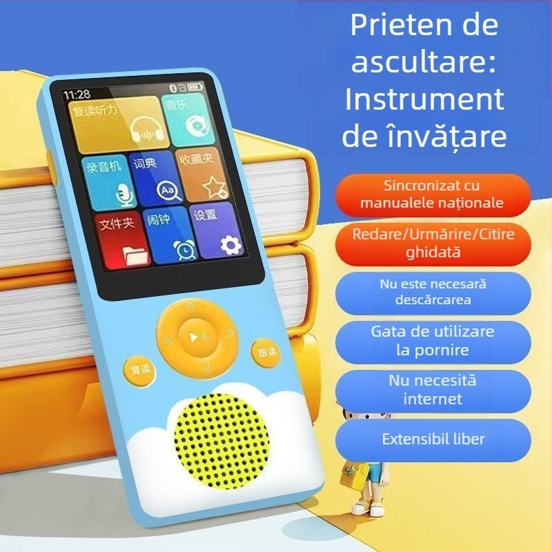 Dispozitiv portabil pentru ascultarea limbii engleze pentru elevi — antrenor auditiv și învățare a limbii