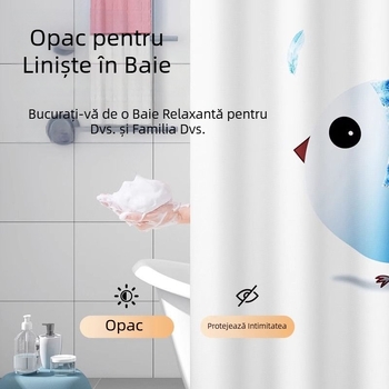 Set perdea de duș din poliester impermeabil, perdea despărțitoare fără găuri, pentru baie și toaletă, rezistentă la mucegai