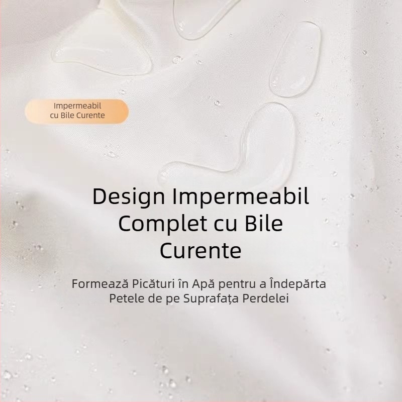 Set perdea de duș din poliester impermeabil, perdea despărțitoare fără găuri, pentru baie și toaletă, rezistentă la mucegai