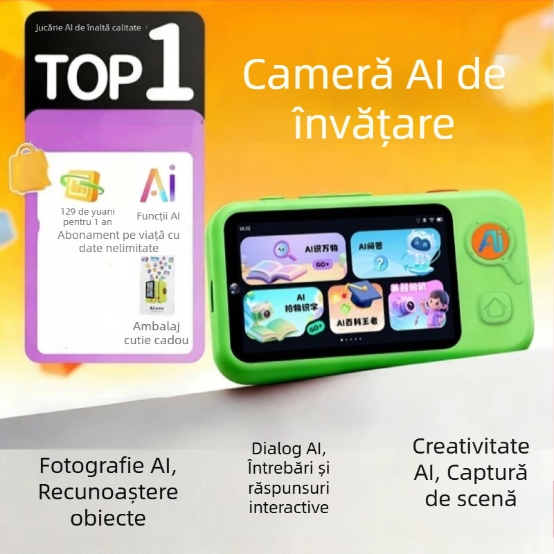 Mașină de învățare AI pentru copii, dispozitiv de învățare și exercițiu cu inteligență artificială, cameră de recunoaștere a imaginilor, jucărie educativă de povești