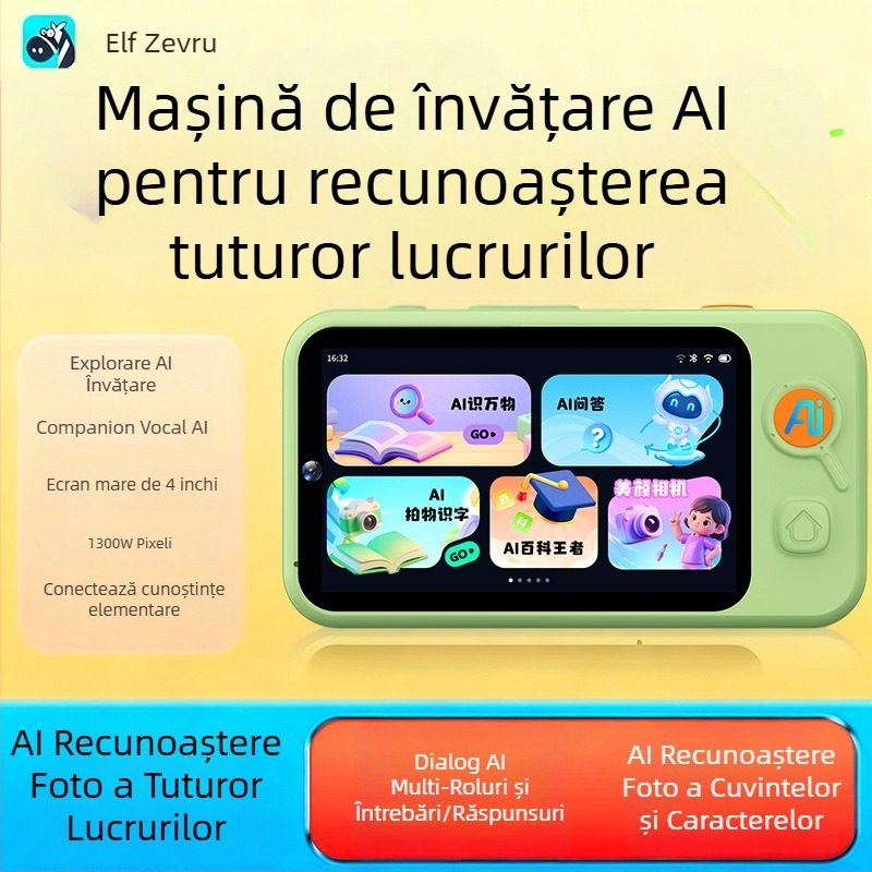 Mașină de învățare AI pentru copii, dispozitiv de învățare și exercițiu cu inteligență artificială, cameră de recunoaștere a imaginilor, jucărie educativă de povești