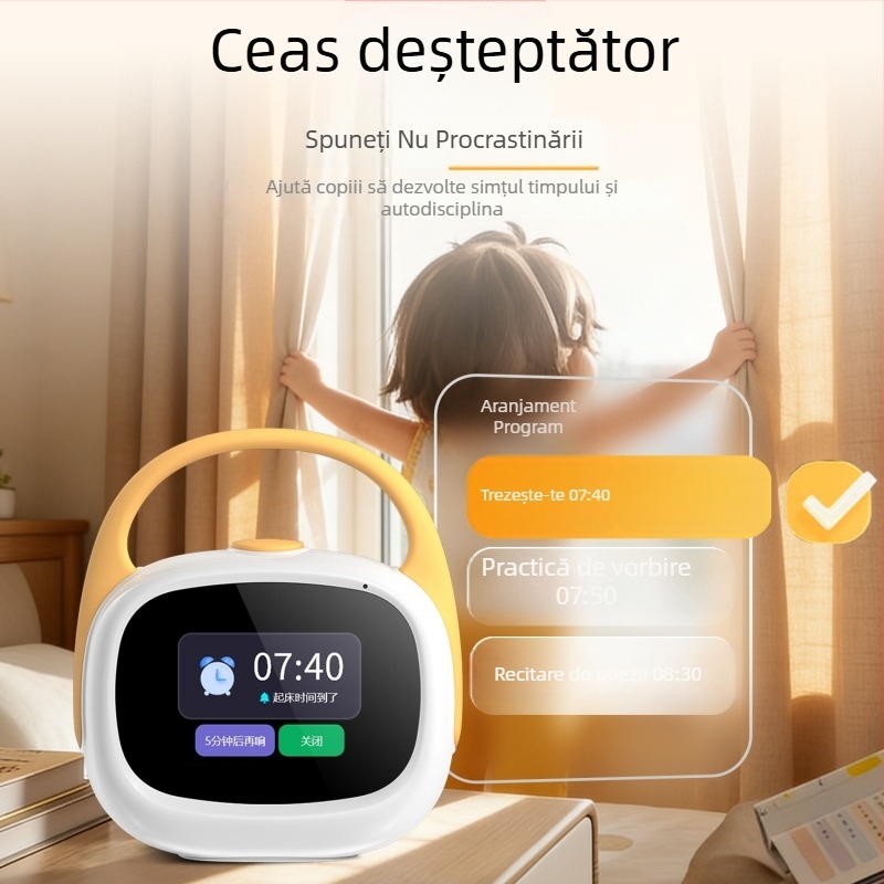 Time Treasure ceas inteligent pentru copii cu AI – trezire și învățare interactivă