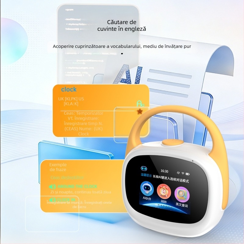 Time Treasure ceas inteligent pentru copii cu AI – trezire și învățare interactivă