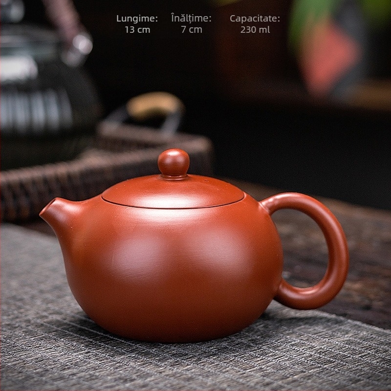 Ceainic Yixing din lut Zisha, semi-meieștrit, gravură logo, ceai Gongfu, stil chinezesc tradițional