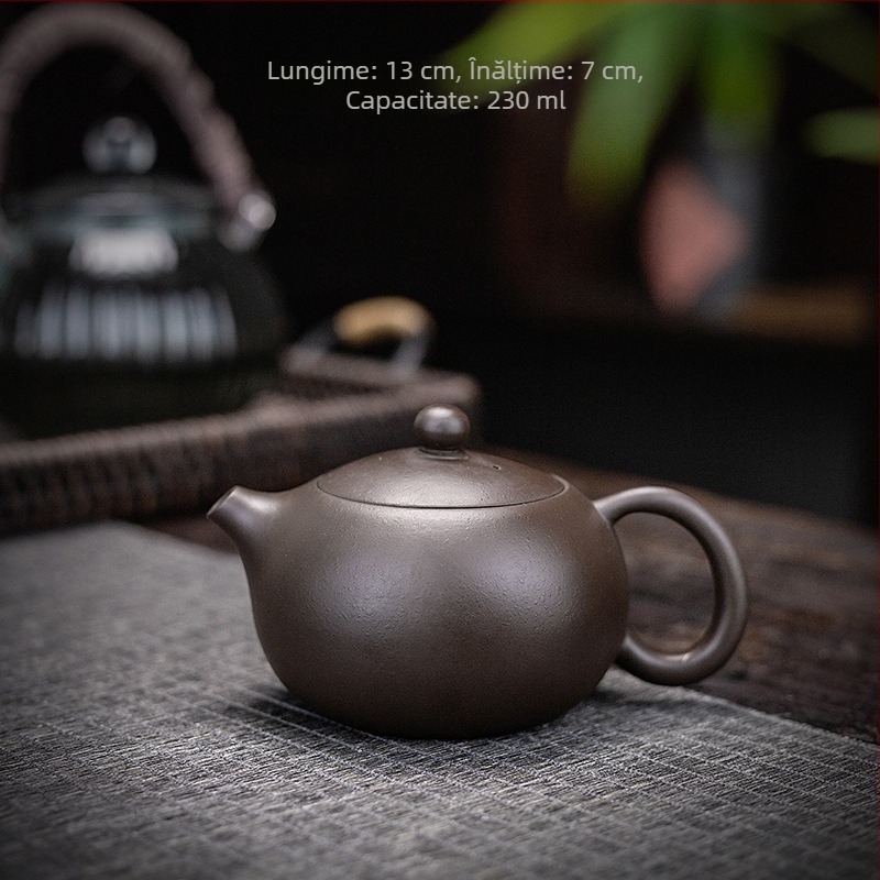 Ceainic Yixing din lut Zisha, semi-meieștrit, gravură logo, ceai Gongfu, stil chinezesc tradițional