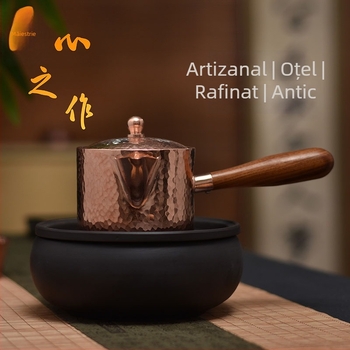 Ceainic din cupru pur, lucrat manual; set Kung Fu pentru ceai; ceainic din cupru îngroșat