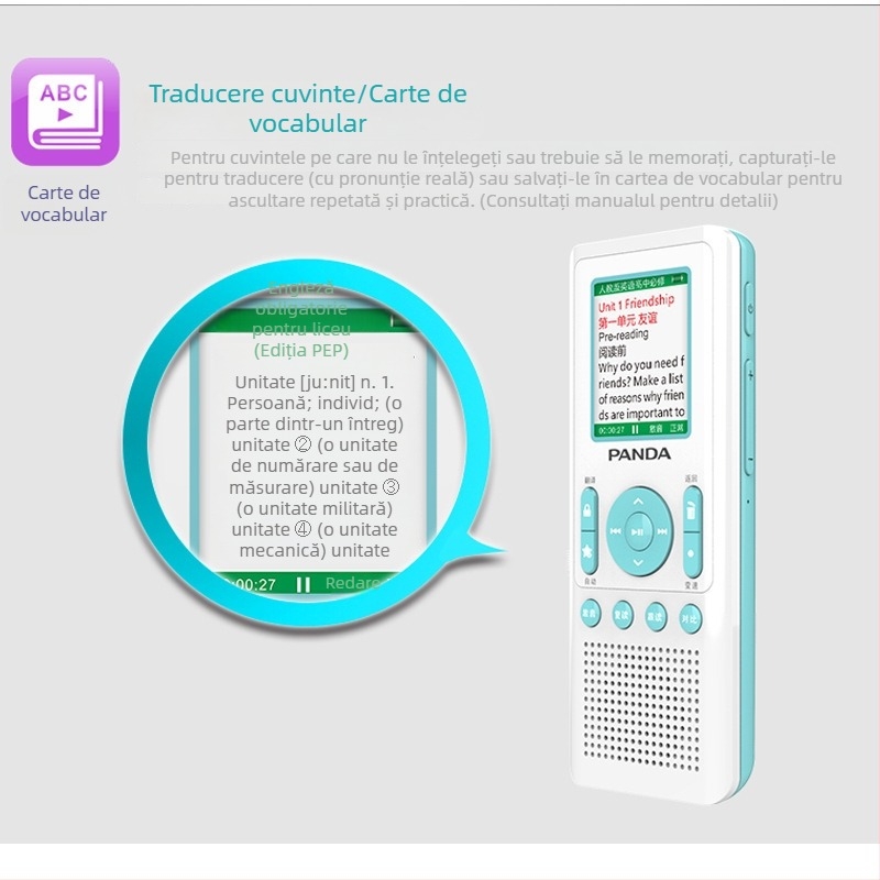 Panda dispozitiv de învățare a limbii engleze cu MP3 player și înregistrator, model F391