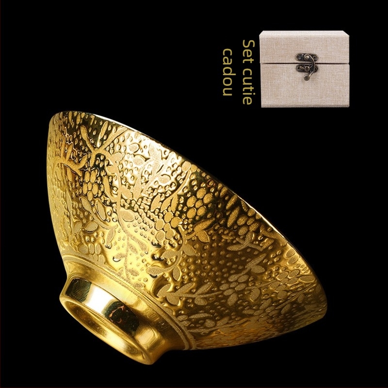 Ceșuță de ceai placată cu aur, ceramică, pentru uz casnic, lucrată manual, personalizabilă, în set cadou pentru sănătate