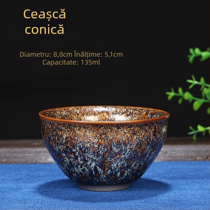 Ceșuță de ceai placată cu aur, ceramică, pentru uz casnic, lucrată manual, personalizabilă, în set cadou pentru sănătate