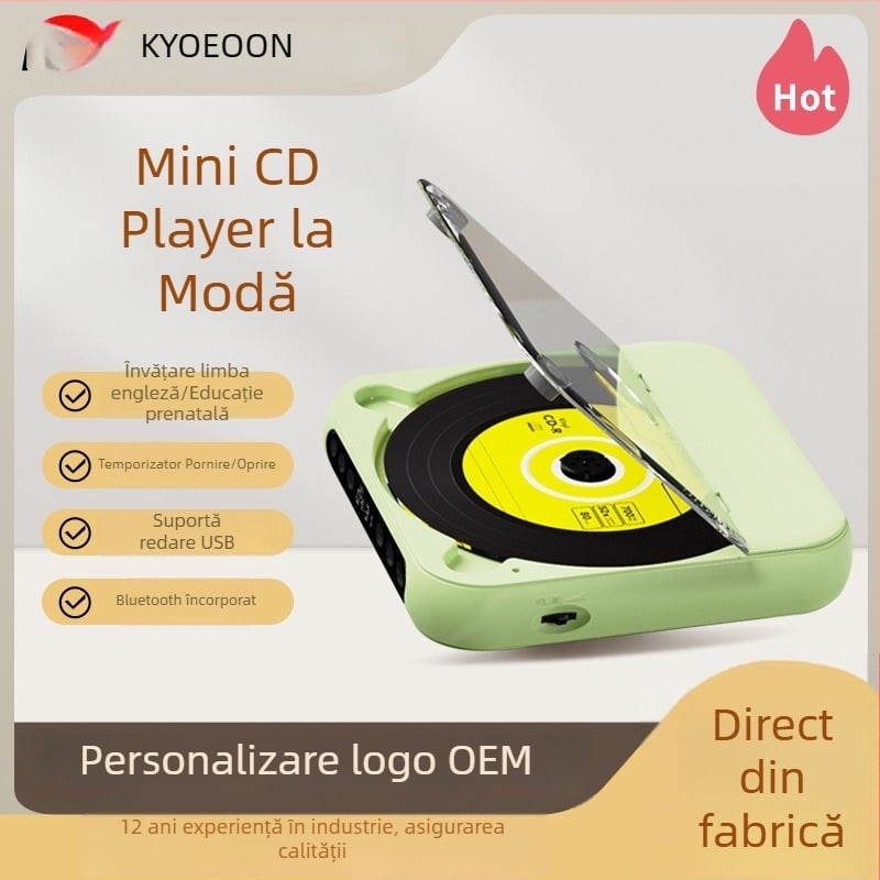 CD Player Portabil Bluetooth pentru Casă, Redare MP3 și Funcție de Învățare și Repetare
