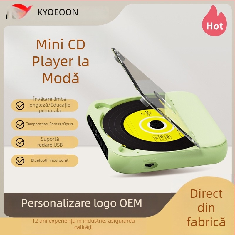 CD Player Portabil Bluetooth pentru Casă, Redare MP3 și Funcție de Învățare și Repetare