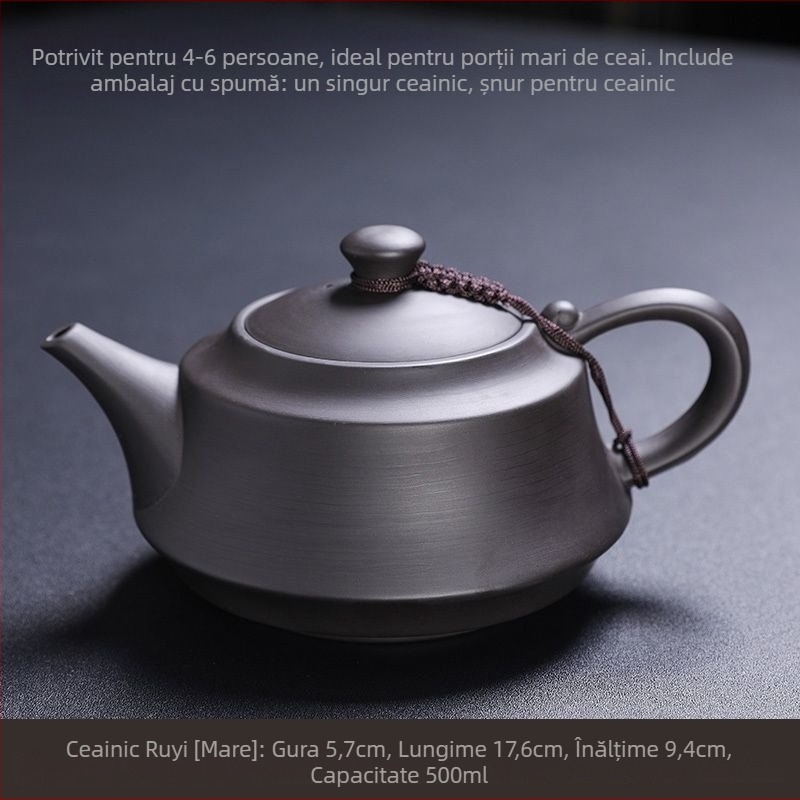 Ceainic lucrat manual din lut purpuriu, cu capacitate mare și filtru cu bilă, design retro-antichizat, pentru casă și birou